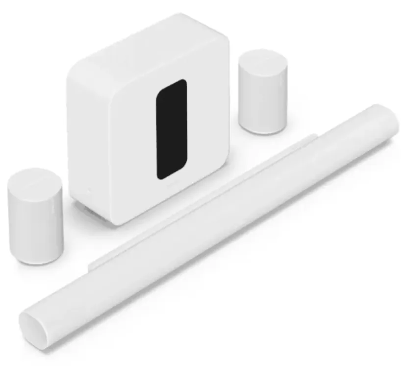 Sonos Arc Ultra + Sub (Gen 4) + 2x Era 100 (biały). Zestaw głośników z subwooferem.