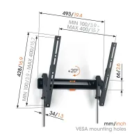 Vogels TVM 3413. Uchylny uchwyt do telewizora 32-65
