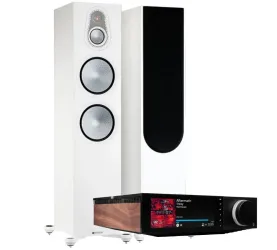 Cambridge Audio Evo 150 SE i Monitor Audio Silver 500 7G (biały). Zestaw stereo.